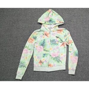 Victoria Secret Pink Full Zip Hoodie  XS Y2K Tropical Dog Floral Coastal Resort